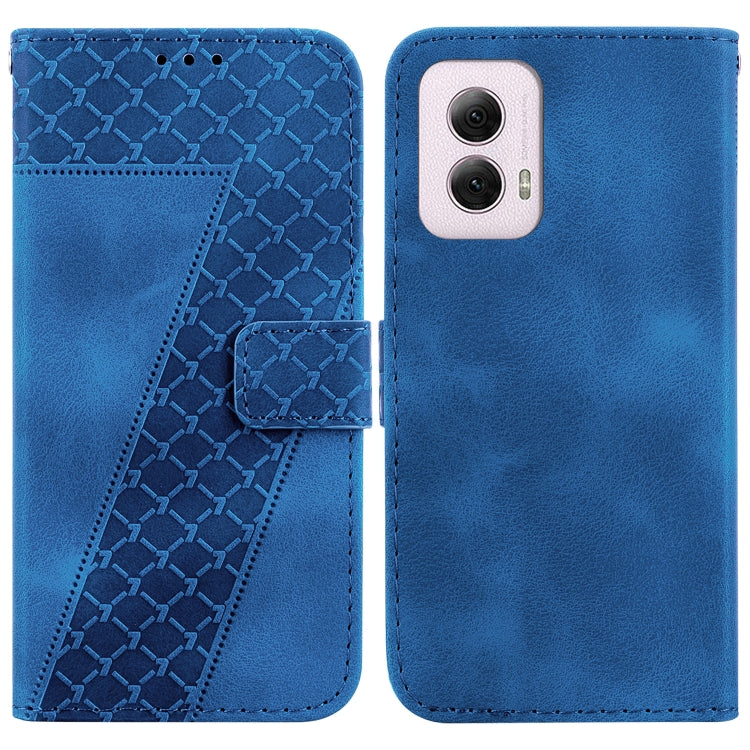 For Motorola Moto G Power 5G 2024 Seven-shaped Embossed Leather Phone Case(Blue) by buy2fix