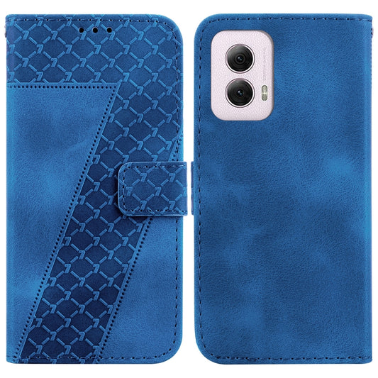 For Motorola Moto G Power 5G 2024 Seven-shaped Embossed Leather Phone Case(Blue) by buy2fix