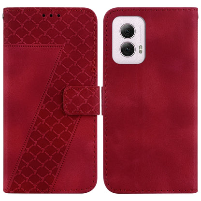 For Motorola Moto G Power 5G 2024 Seven-shaped Embossed Leather Phone Case(Red) by buy2fix