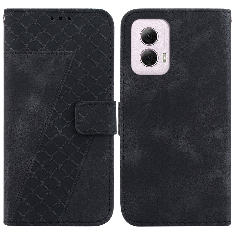 For Motorola Moto G Power 5G 2024 Seven-shaped Embossed Leather Phone Case(Black) by buy2fix