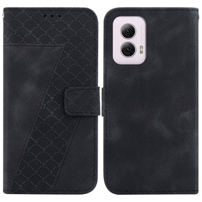 For Motorola Moto G Power 5G 2024 Seven-shaped Embossed Leather Phone Case(Black) by buy2fix