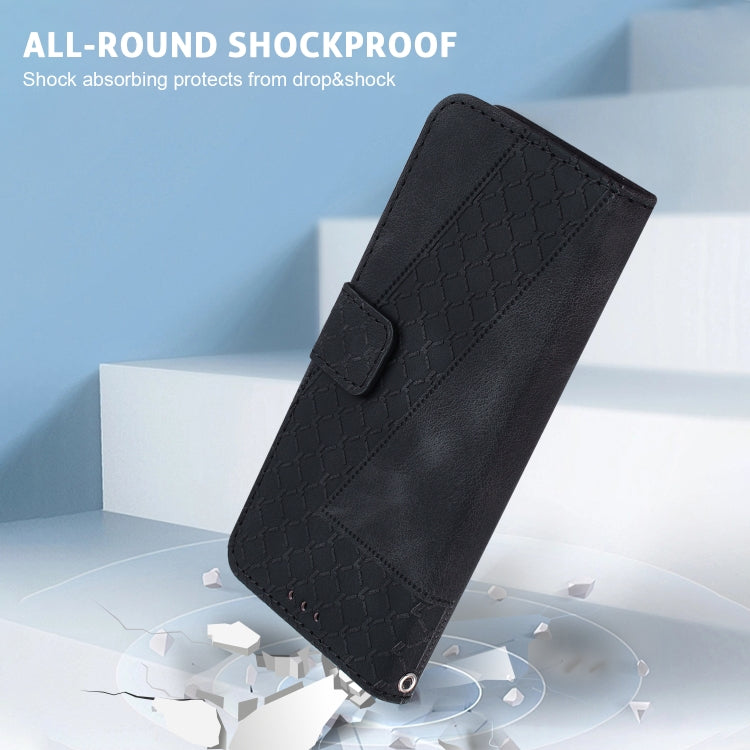 For Motorola Moto G Power 5G 2024 Seven-shaped Embossed Leather Phone Case(Black) by buy2fix