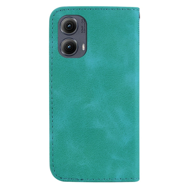 For Motorola Edge 2024 Seven-shaped Embossed Leather Phone Case(Green) by buy2fix