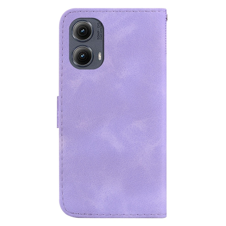 For Motorola Edge 2024 Seven-shaped Embossed Leather Phone Case(Purple) by buy2fix