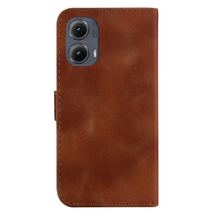 For Motorola Edge 2024 Seven-shaped Embossed Leather Phone Case(Brown) by buy2fix