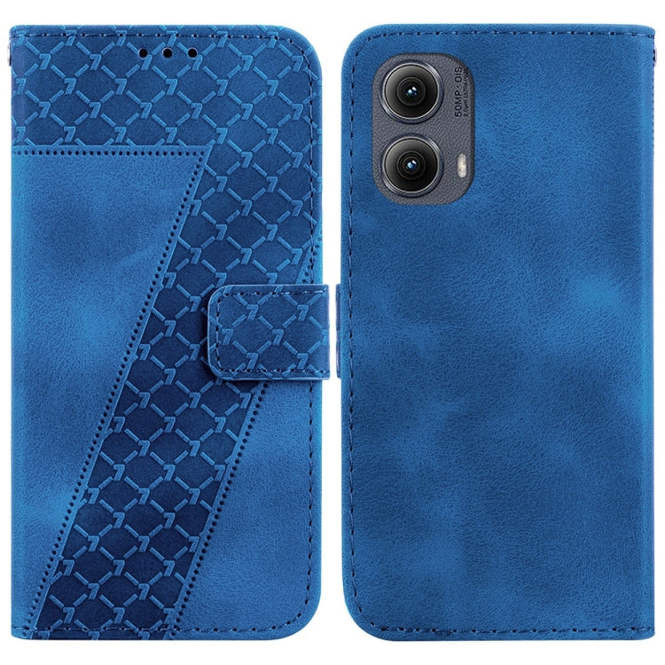 For Motorola Edge 2024 Seven-shaped Embossed Leather Phone Case(Blue) by buy2fix