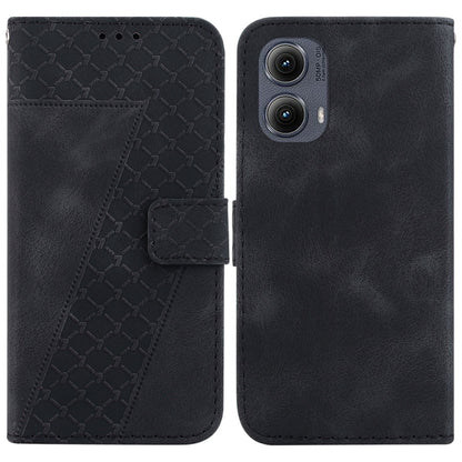 For Motorola Edge 2024 Seven-shaped Embossed Leather Phone Case(Black) by buy2fix