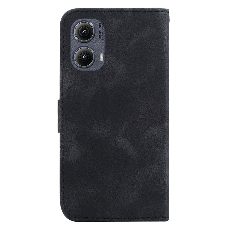 For Motorola Edge 2024 Seven-shaped Embossed Leather Phone Case(Black) by buy2fix