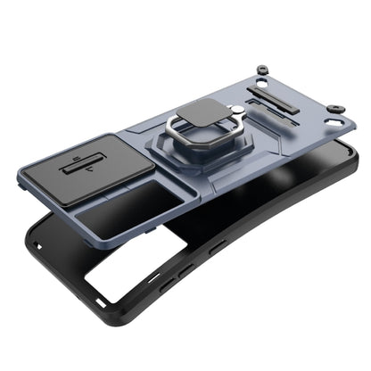 For Samsung Galaxy M55 5G Sliding Camshield TPU + PC Shockproof Phone Case with Holder(Black) by buy2fix