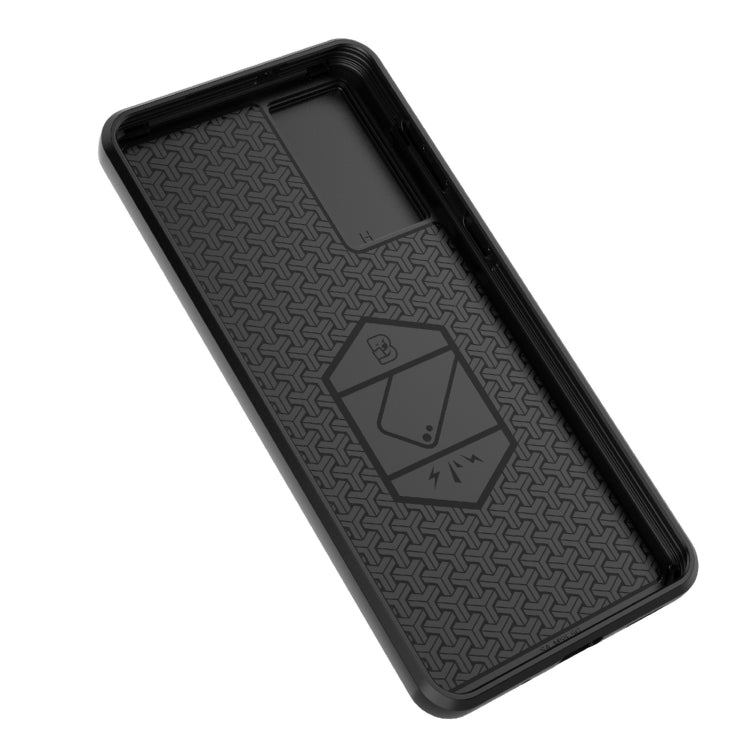 For Samsung Galaxy M55 5G Sliding Camshield TPU + PC Shockproof Phone Case with Holder(Black) by buy2fix