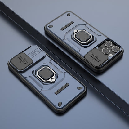 For iPhone 16 Pro Max Sliding Camshield TPU + PC Shockproof Phone Case with Holder(Blue) by buy2fix