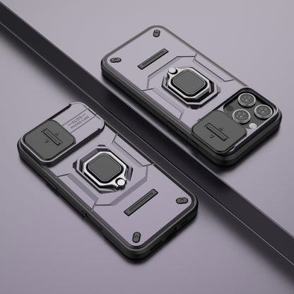 For iPhone 16 Pro Max Sliding Camshield TPU + PC Shockproof Phone Case with Holder(Purple) by buy2fix