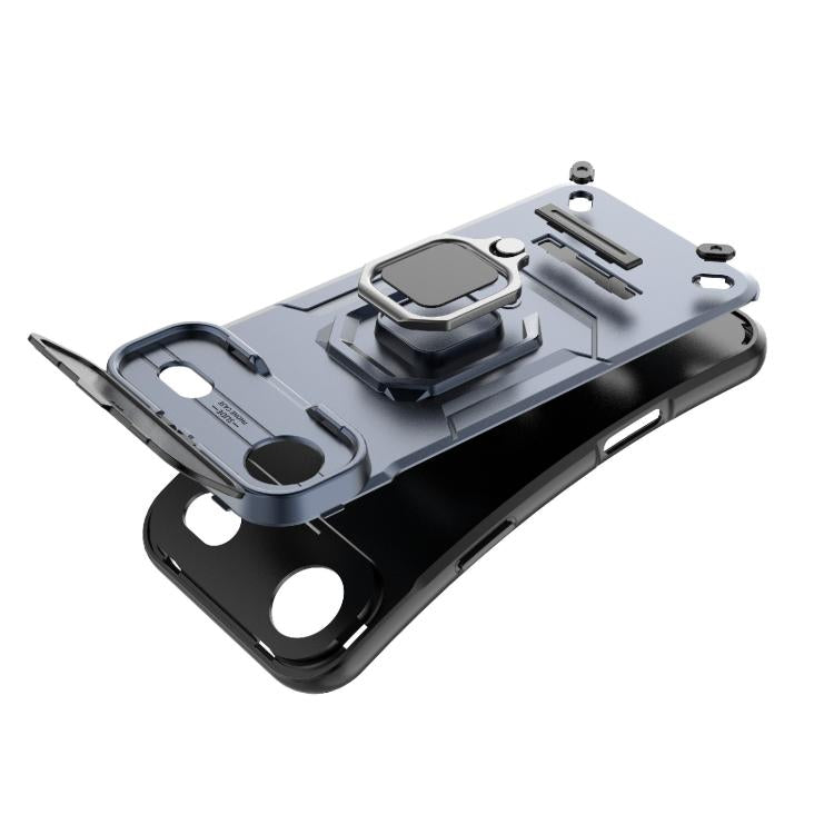 For iPhone Air Sliding Camshield TPU + PC Shockproof Phone Case with Holder(Grey) - iPhone Air Cases by buy2fix | Online Shopping UK | buy2fix