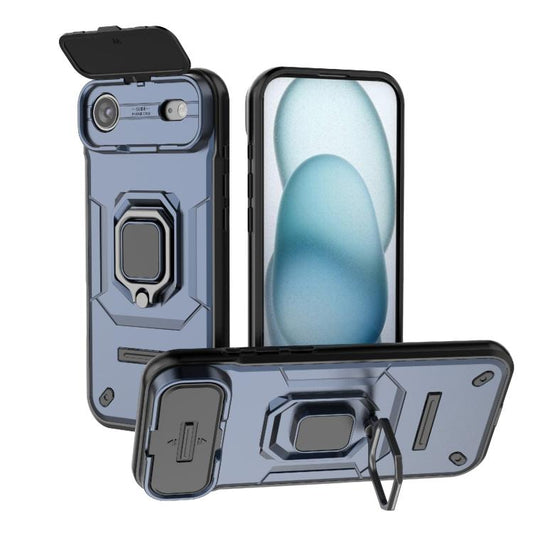 For iPhone Air Sliding Camshield TPU + PC Shockproof Phone Case with Holder(Blue) - iPhone Air Cases by buy2fix | Online Shopping UK | buy2fix