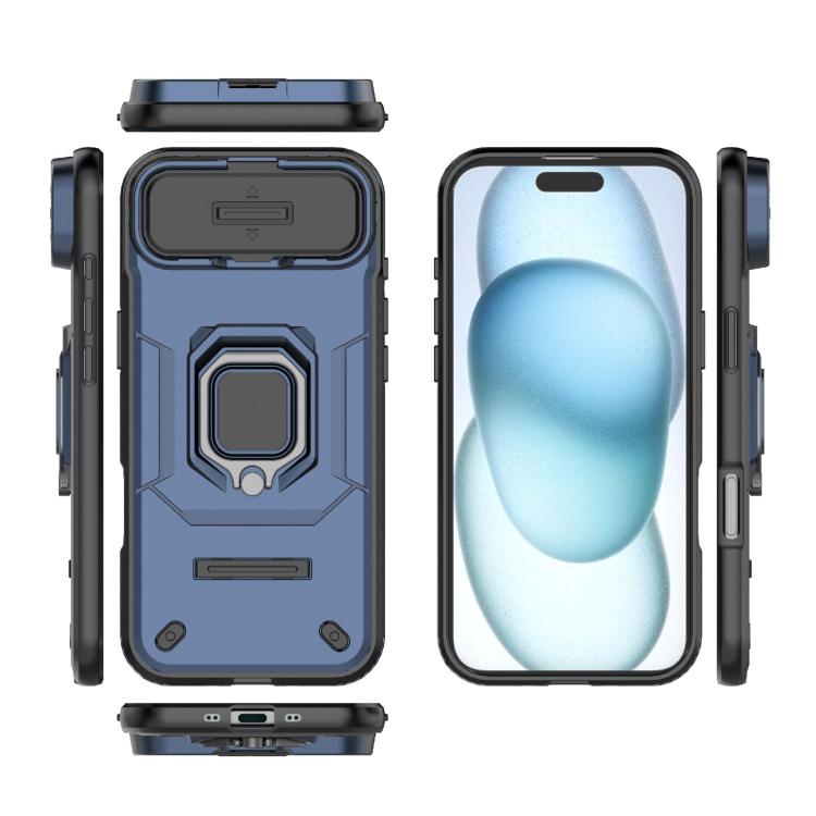 For iPhone Air Sliding Camshield TPU + PC Shockproof Phone Case with Holder(Blue) - iPhone Air Cases by buy2fix | Online Shopping UK | buy2fix