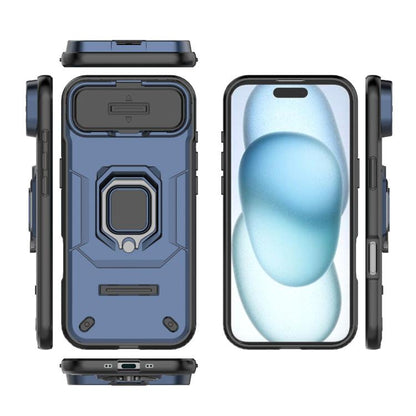 For iPhone Air Sliding Camshield TPU + PC Shockproof Phone Case with Holder(Blue) - iPhone Air Cases by buy2fix | Online Shopping UK | buy2fix