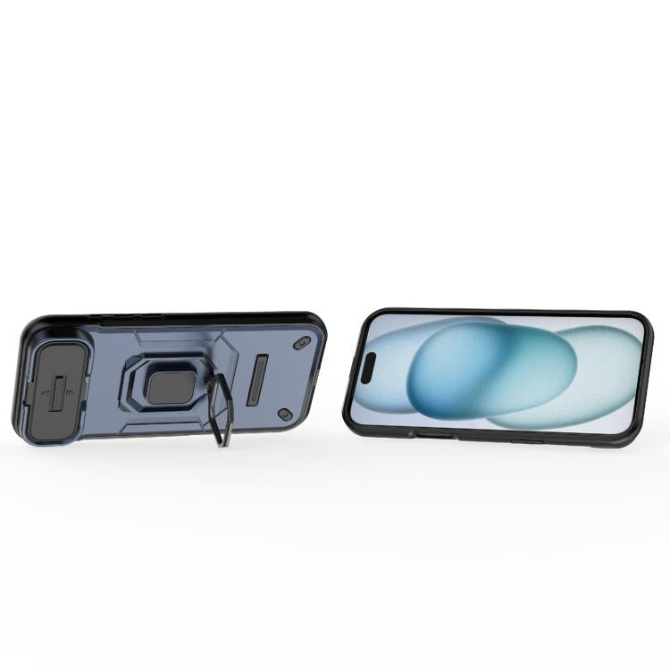 For iPhone Air Sliding Camshield TPU + PC Shockproof Phone Case with Holder(Blue) - iPhone Air Cases by buy2fix | Online Shopping UK | buy2fix