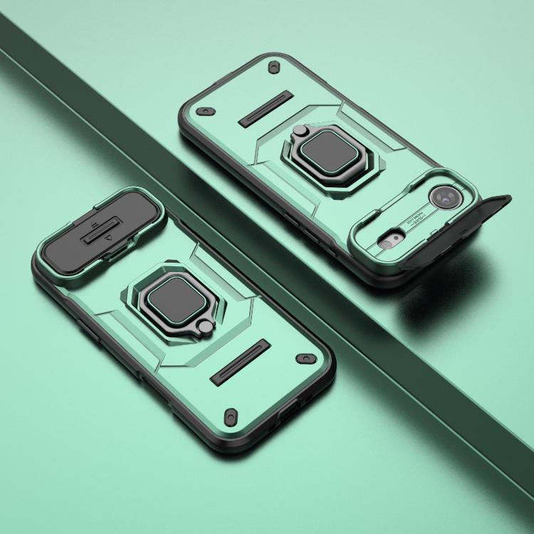 For iPhone Air Sliding Camshield TPU + PC Shockproof Phone Case with Holder(Green) - iPhone Air Cases by buy2fix | Online Shopping UK | buy2fix