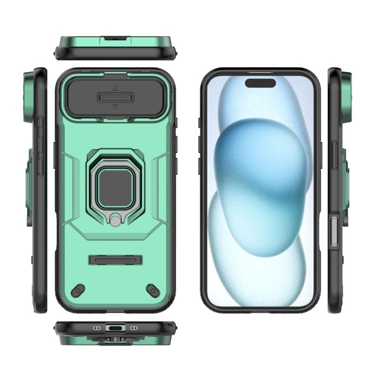 For iPhone Air Sliding Camshield TPU + PC Shockproof Phone Case with Holder(Green) - iPhone Air Cases by buy2fix | Online Shopping UK | buy2fix