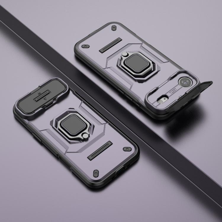 For iPhone Air Sliding Camshield TPU + PC Shockproof Phone Case with Holder(Purple) - iPhone Air Cases by buy2fix | Online Shopping UK | buy2fix