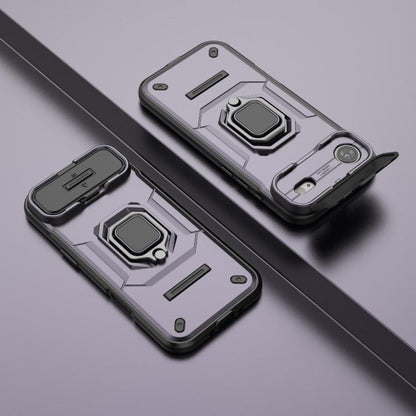 For iPhone Air Sliding Camshield TPU + PC Shockproof Phone Case with Holder(Purple) - iPhone Air Cases by buy2fix | Online Shopping UK | buy2fix