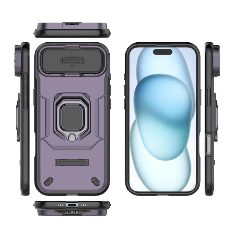 For iPhone Air Sliding Camshield TPU + PC Shockproof Phone Case with Holder(Purple) - iPhone Air Cases by buy2fix | Online Shopping UK | buy2fix