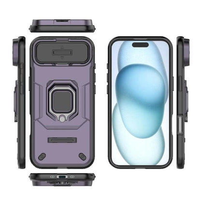 For iPhone Air Sliding Camshield TPU + PC Shockproof Phone Case with Holder(Purple) - iPhone Air Cases by buy2fix | Online Shopping UK | buy2fix