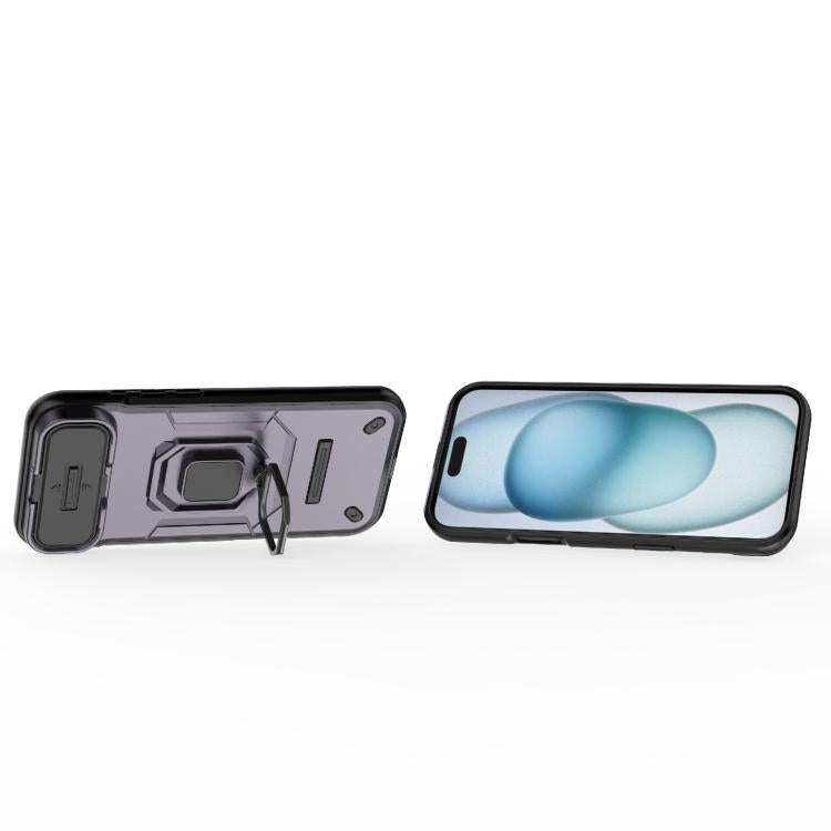 For iPhone Air Sliding Camshield TPU + PC Shockproof Phone Case with Holder(Purple) - iPhone Air Cases by buy2fix | Online Shopping UK | buy2fix