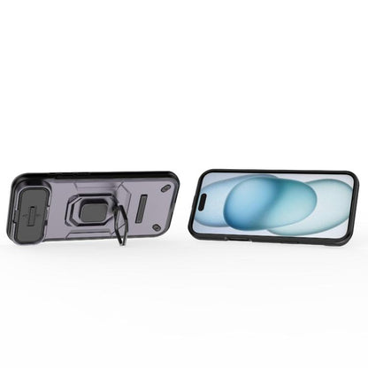 For iPhone Air Sliding Camshield TPU + PC Shockproof Phone Case with Holder(Purple) - iPhone Air Cases by buy2fix | Online Shopping UK | buy2fix