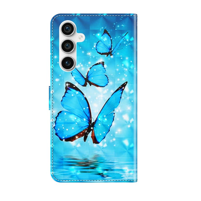 For Samsung Galaxy S23 FE 5G 3D Painting Pattern Flip Leather Phone Case(Three Butterflies) by buy2fix