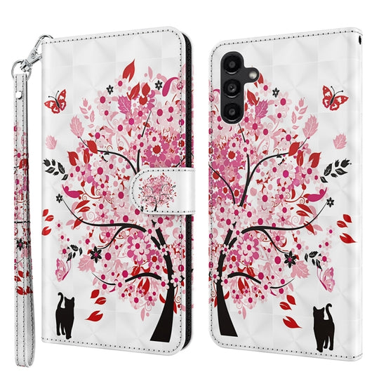 For Samsung Galaxy A15 3D Painting Pattern Flip Leather Phone Case(Cat Under The Tree)