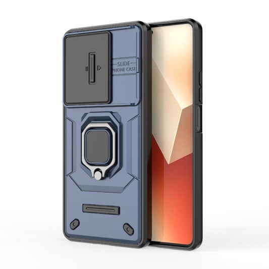 For Xiaomi Redmi Note 13 5G Sliding Camshield TPU + PC Shockproof Phone Case with Holder(Blue) - Xiaomi Cases by buy2fix | Online Shopping UK | buy2fix