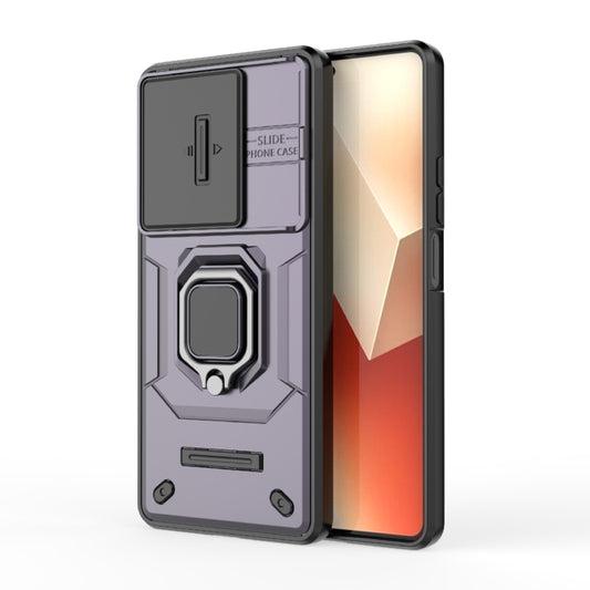 For Xiaomi Redmi Note 13 5G Sliding Camshield TPU + PC Shockproof Phone Case with Holder(Purple) - Xiaomi Cases by buy2fix | Online Shopping UK | buy2fix