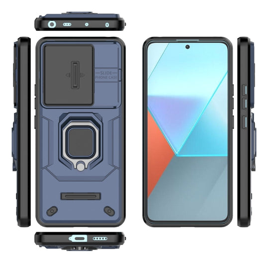 For Xiaomi Redmi Note 13 Pro 5G Sliding Camshield TPU + PC Shockproof Phone Case with Holder(Blue) - Xiaomi Cases by buy2fix | Online Shopping UK | buy2fix
