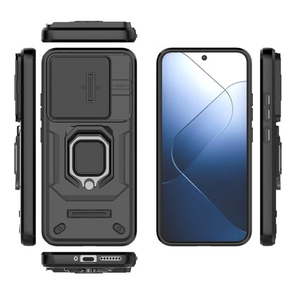 For Xiaomi 14 Sliding Camshield TPU + PC Shockproof Phone Case with Holder(Black) - Xiaomi Cases by buy2fix | Online Shopping UK | buy2fix
