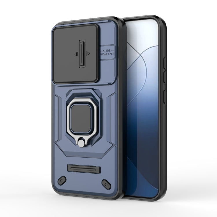 For Xiaomi 14 Sliding Camshield TPU + PC Shockproof Phone Case with Holder(Blue) - Xiaomi Cases by buy2fix | Online Shopping UK | buy2fix
