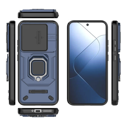 For Xiaomi 14 Sliding Camshield TPU + PC Shockproof Phone Case with Holder(Blue) - Xiaomi Cases by buy2fix | Online Shopping UK | buy2fix