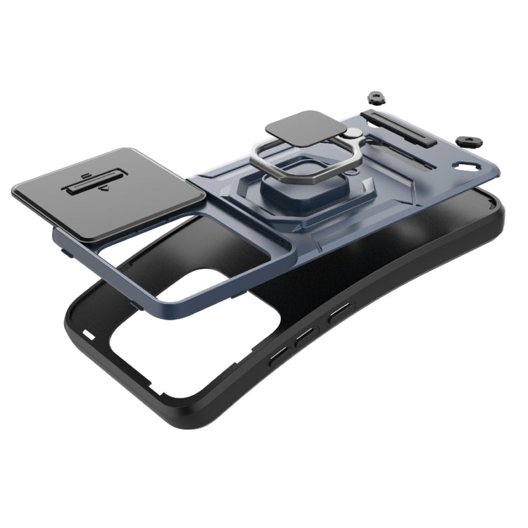 For Xiaomi 14 Sliding Camshield TPU + PC Shockproof Phone Case with Holder(Blue) - Xiaomi Cases by buy2fix | Online Shopping UK | buy2fix