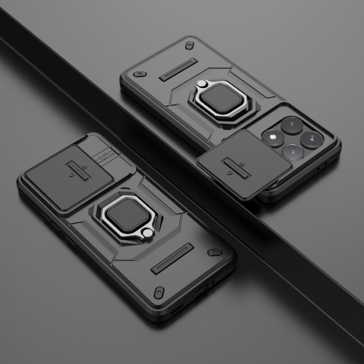 For Xiaomi Redmi K70 5G Sliding Camshield TPU + PC Shockproof Phone Case with Holder(Black) by buy2fix