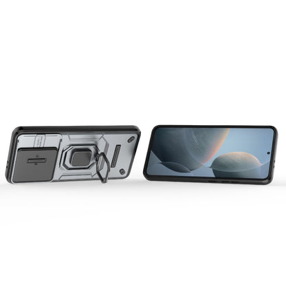 For Xiaomi Redmi K70 5G Sliding Camshield TPU + PC Shockproof Phone Case with Holder(Grey) - Xiaomi Cases by buy2fix | Online Shopping UK | buy2fix