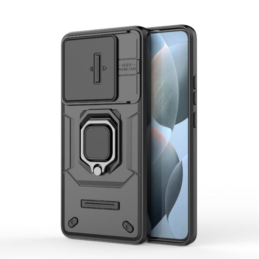 For Xiaomi Redmi K70E 5G Sliding Camshield TPU + PC Shockproof Phone Case with Holder(Black) - Xiaomi Cases by buy2fix | Online Shopping UK | buy2fix