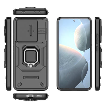 For Xiaomi Redmi K70E 5G Sliding Camshield TPU + PC Shockproof Phone Case with Holder(Black) - Xiaomi Cases by buy2fix | Online Shopping UK | buy2fix