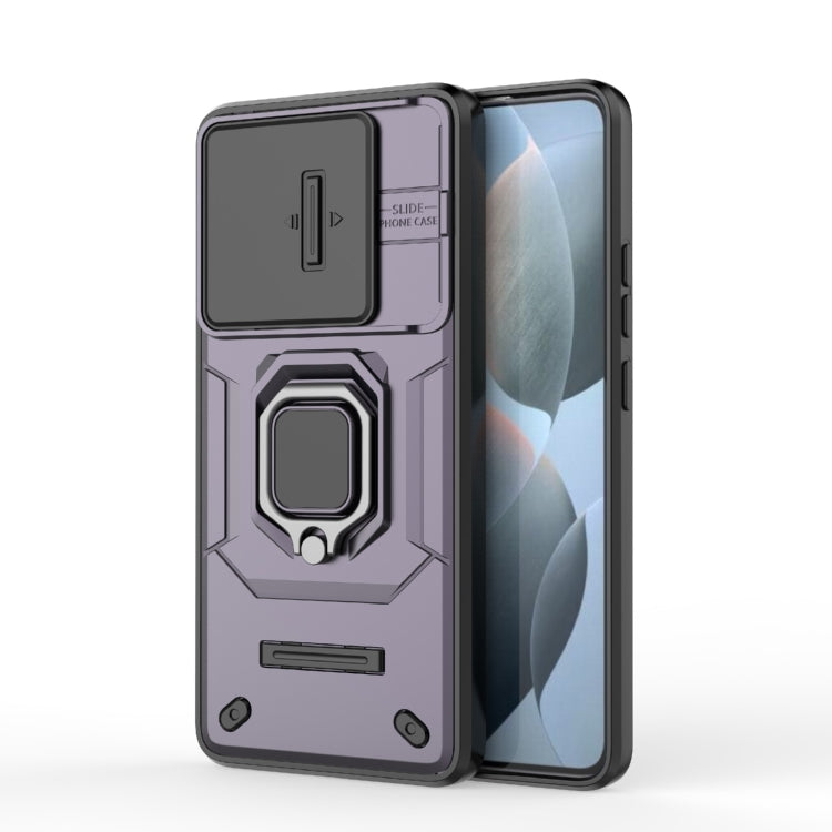 For Xiaomi Redmi K70E 5G Sliding Camshield TPU + PC Shockproof Phone Case with Holder(Purple) - Xiaomi Cases by buy2fix | Online Shopping UK | buy2fix
