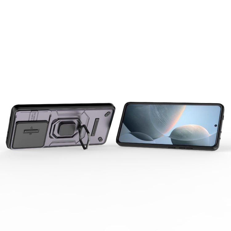 For Xiaomi Redmi K70E 5G Sliding Camshield TPU + PC Shockproof Phone Case with Holder(Purple) - Xiaomi Cases by buy2fix | Online Shopping UK | buy2fix