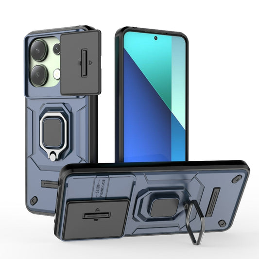 For Xiaomi Redmi Note 13 4G Global Sliding Camshield TPU + PC Shockproof Phone Case with Holder(Blue) - Xiaomi Cases by buy2fix | Online Shopping UK | buy2fix
