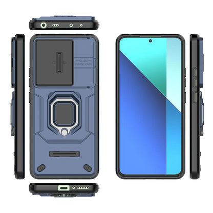 For Xiaomi Redmi Note 13 4G Global Sliding Camshield TPU + PC Shockproof Phone Case with Holder(Blue) - Xiaomi Cases by buy2fix | Online Shopping UK | buy2fix