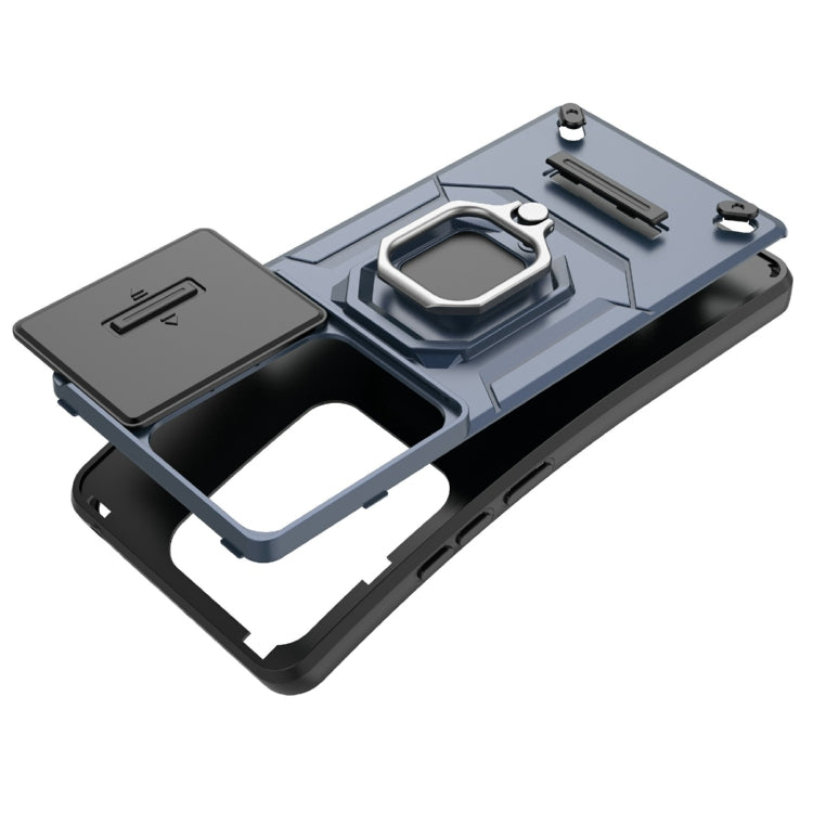 For Xiaomi Redmi Note 13 Pro 4G Global Sliding Camshield TPU + PC Shockproof Phone Case with Holder(Blue) - Xiaomi Cases by buy2fix | Online Shopping UK | buy2fix