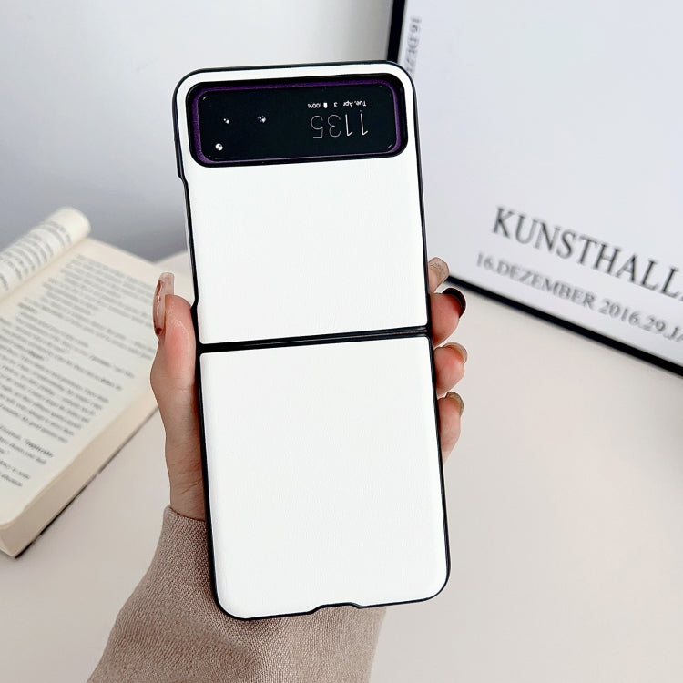 For Motorola Razr 40 Solid Color Leather Texture Phone Case(White) by buy2fix