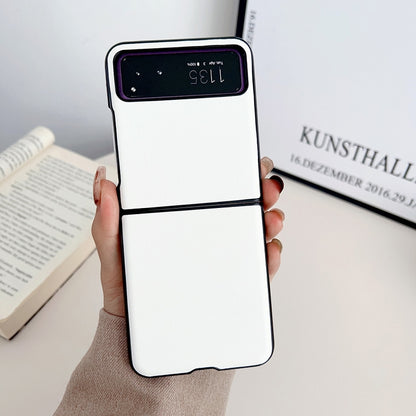 For Motorola Razr 40 Solid Color Leather Texture Phone Case(White) by buy2fix