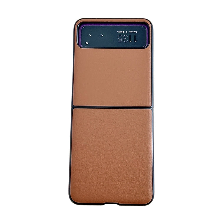 For Motorola Razr 40 Solid Color Leather Texture Phone Case(Brown) by buy2fix
